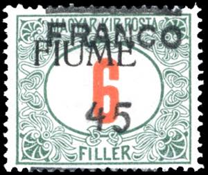 FIUME 1919 - 45 cent. su 6 f., soprastampa ... 