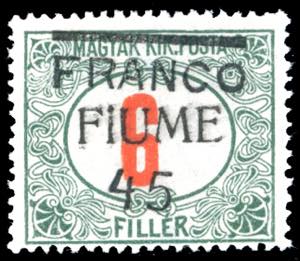FIUME 1919 - 45 cent. su 6 f., soprastampa ... 