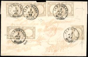 1862 - 1/2 grano bistro bruno (18), striscia ... 