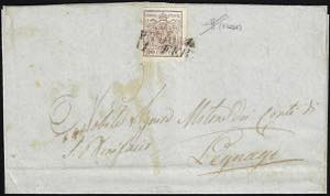 1851 - 30 cent. bruno, I tiratura (7b), ... 