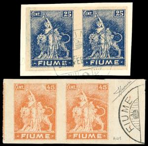 FIUME 1919 - 25 cent. e 45 cent. Allegorie e ... 