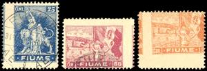 FIUME 1919 - 25 cent., 60 cent. e 1 cor. ... 