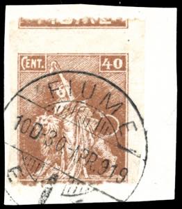 FIUME 1919 - 40 cent. Allegorie e Vedute, ... 