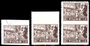 FIUME 1919 - 3 cor. Allegorie e Vedute, ... 