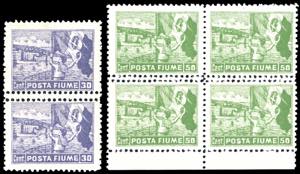 FIUME 1919 - 30 cent., coppia verticale, e ... 