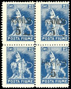 FIUME 1919/20 - 5 cent. su 25 cent. Posta ... 
