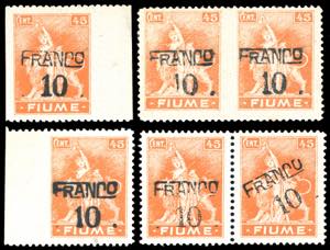 FIUME 1919 - 10 cent. su 45 cent., carta A, ... 