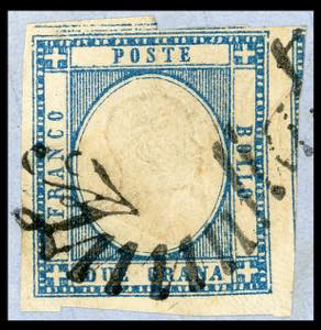 1861 - 2 grana azzurro, doppio ... 