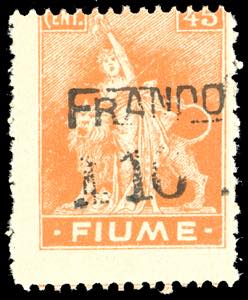 FIUME 1919/20 - 10 cent. su 45 cent. ... 