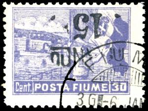 FIUME 1919 - 15 cent. su 30 cent. Posta ... 