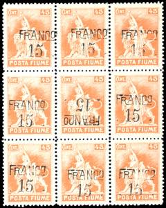 FIUME 1919 - 15 cent. su 45 cent. Posta ... 