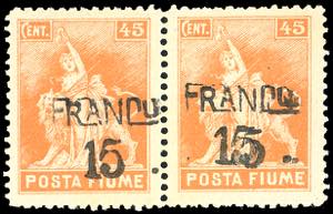 FIUME 1919/20 - 15 cent. su 45 cent. Posta ... 