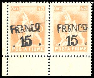 FIUME 1919 - 15 cent. su 45 cent. Posta ... 