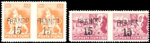 FIUME 1918 - 15 cent. su 45 cent. e 15 cent. ... 