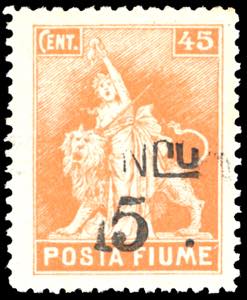 FIUME 1919 - 15 cent. su 45 cent. Posta ... 