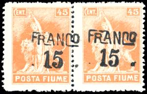 FIUME 1919 - 15 cent. su 45 cent. Posta ... 