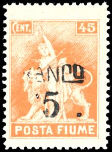 FIUME 1919 - 15 cent. su 45 cent. Posta ... 