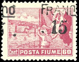 FIUME 1919 - 15 cent. su 60 cent. Posta ... 