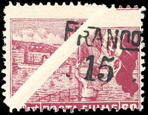 FIUME 1919 - 15 cent. su 60 cent. Posta ... 