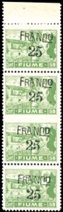 FIUME 1919 - 25 cent. su 50 cent., carta C, ... 