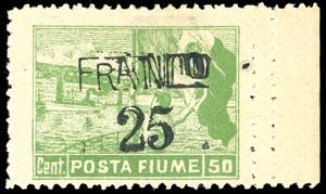 FIUME 1919 - 25 cent. su 50 cent. Posta ... 