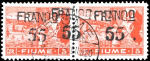 FIUME 1919/20 - 55 cent. su 3 cor., carta C, ... 