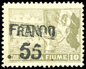 FIUME 1919/20 - 55 cent. su 10 cor. Posta ... 