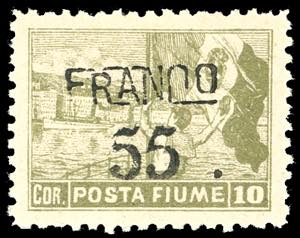 FIUME 1919/20 - 55 cent. su 10 cor. Posta ... 