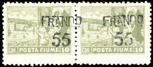 FIUME 1919/20 - 55 cent. su 10 cor. Posta ... 