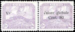 FIUME 1920 - 80 cent. su 80 cent. ... 