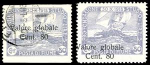 FIUME 1919 - 80 cent. su 80 cent. violetto ... 