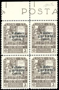 FIUME 1920 - 3 cor. su 3 cor. soprastampato ... 