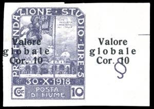 FIUME 1920 - 10 cor. su 10 cor. ... 