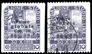 FIUME 1920 - 10 cor. su 10 cor. ... 