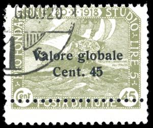 FIUME 1920 - 45 cent. su 45 cent. Valore ... 