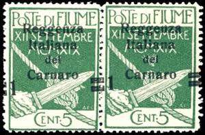 FIUME 1920 - 1 cent. su 5 cent. ... 