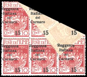 FIUME 1920 - 15 cent. su 10 cent. ... 