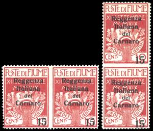 FIUME 1920 - 15 cent. su 10 cent. ... 