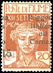 FIUME 1920 - 15 cent. su 20 cent. ... 