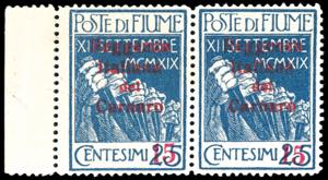 FIUME 1920 - 15 cent. su 25 cent. azzurro ... 