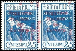 FIUME 1920 - 25 cent. azzurro soprastampato ... 