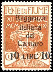 FIUME 1920 - 10 lire su 20 cent. ... 