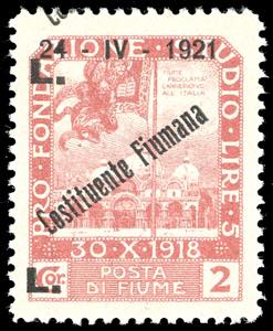 FIUME 1921 - 2 lire soprastampato ... 