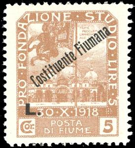 FIUME 1921 - 5 lire soprastampato ... 