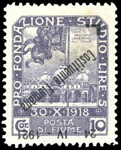 FIUME 1921 - 10 lire soprastampato ... 