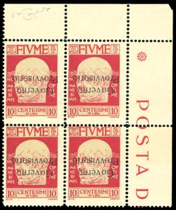 FIUME 1921 - 10 cent. soprastampa capovolta ... 