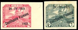 FIUME 1922 - 60 cent. e 1 lira soprastampati ... 