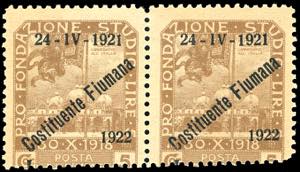FIUME 1922 - 5 lire soprastampato ... 