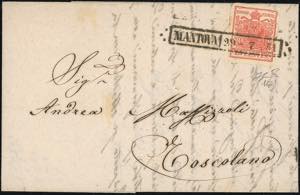 1851 - 15 cent. rosso vermiglio, I tipo, ... 