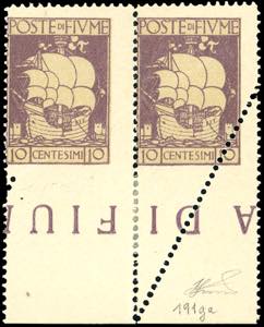 FIUME 1923 - 10 cent. San Vito, coppia ... 